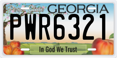 GA license plate PWR6321