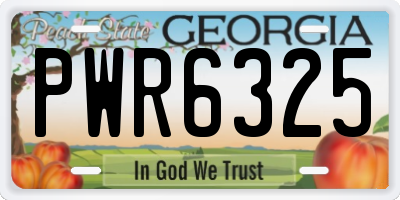 GA license plate PWR6325