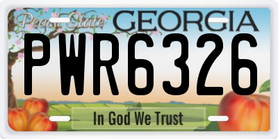 GA license plate PWR6326