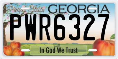 GA license plate PWR6327