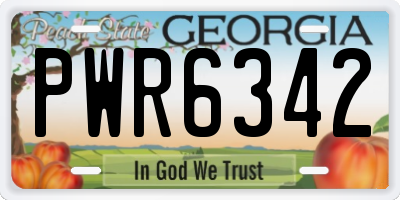 GA license plate PWR6342
