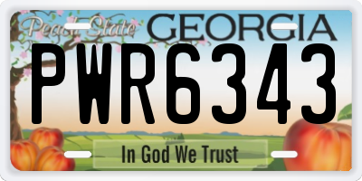 GA license plate PWR6343