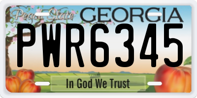 GA license plate PWR6345