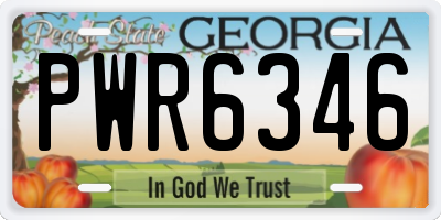 GA license plate PWR6346