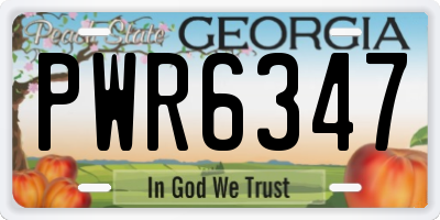 GA license plate PWR6347