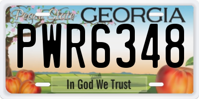 GA license plate PWR6348