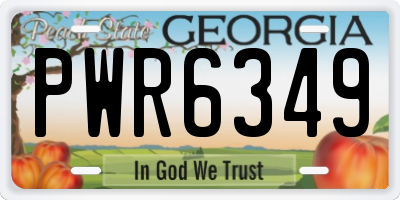 GA license plate PWR6349