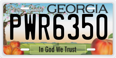 GA license plate PWR6350