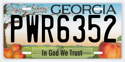 GA license plate PWR6352