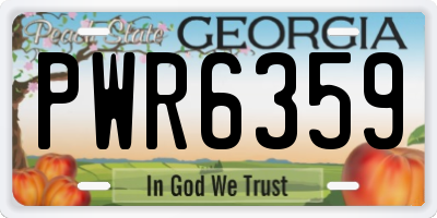 GA license plate PWR6359
