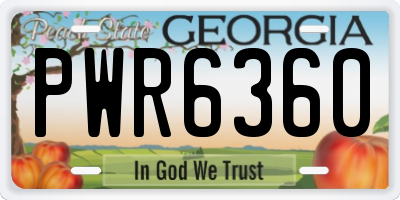 GA license plate PWR6360