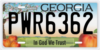 GA license plate PWR6362