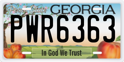 GA license plate PWR6363