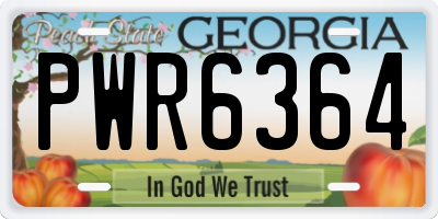 GA license plate PWR6364