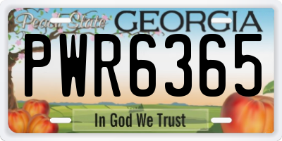 GA license plate PWR6365