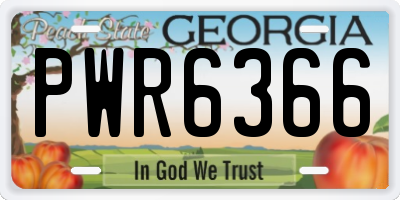 GA license plate PWR6366