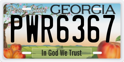 GA license plate PWR6367