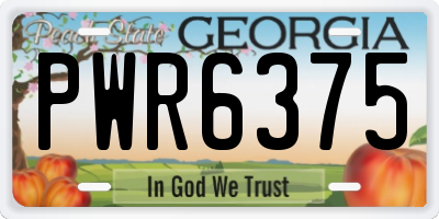 GA license plate PWR6375