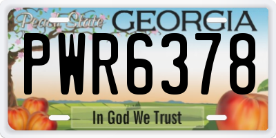 GA license plate PWR6378