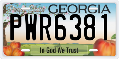 GA license plate PWR6381