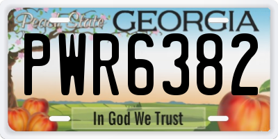 GA license plate PWR6382