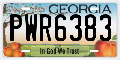 GA license plate PWR6383