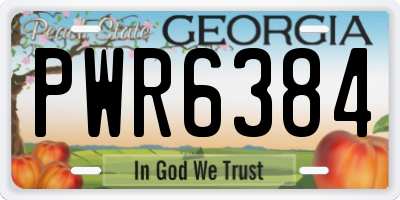 GA license plate PWR6384