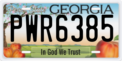 GA license plate PWR6385