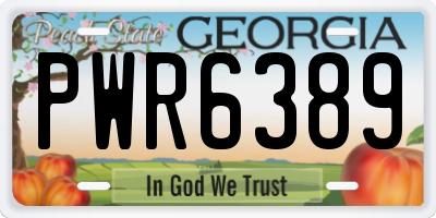 GA license plate PWR6389