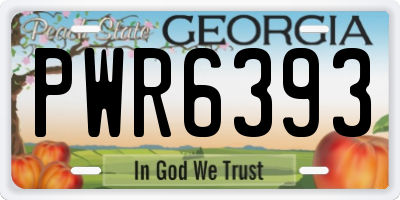 GA license plate PWR6393