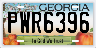 GA license plate PWR6396