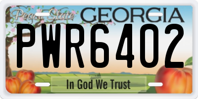 GA license plate PWR6402