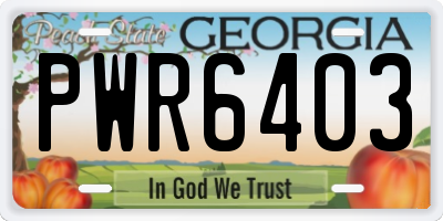 GA license plate PWR6403
