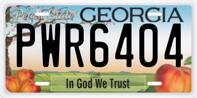 GA license plate PWR6404