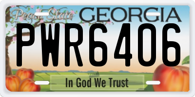 GA license plate PWR6406