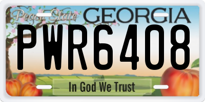 GA license plate PWR6408