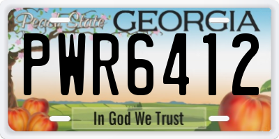 GA license plate PWR6412