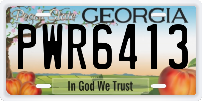 GA license plate PWR6413