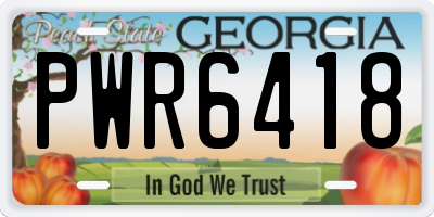 GA license plate PWR6418
