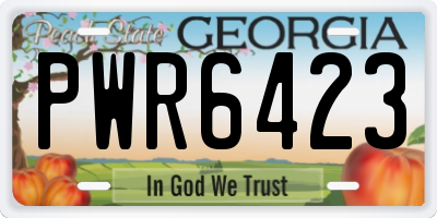 GA license plate PWR6423