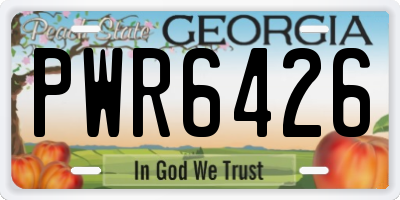 GA license plate PWR6426