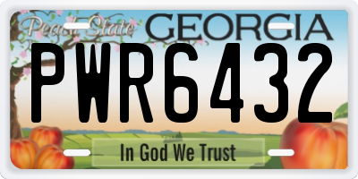 GA license plate PWR6432