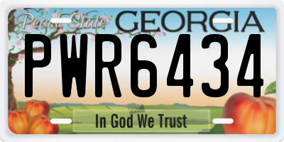 GA license plate PWR6434