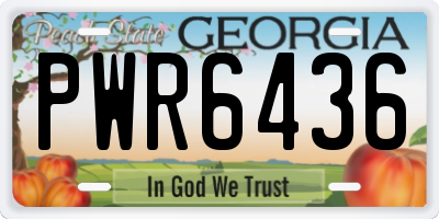 GA license plate PWR6436
