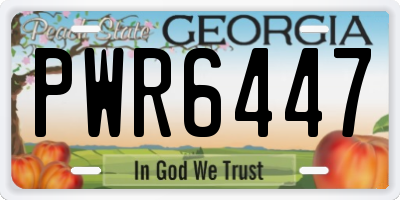 GA license plate PWR6447