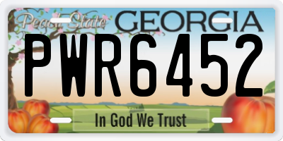 GA license plate PWR6452