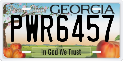 GA license plate PWR6457