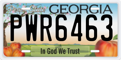 GA license plate PWR6463