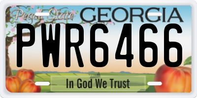 GA license plate PWR6466