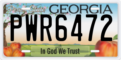 GA license plate PWR6472